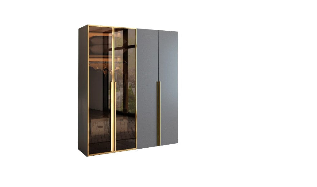 Dressing gri+auriu Montreal 140x200x55cm MDF