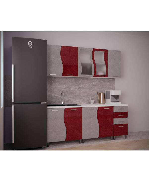 BUCATARIE CIP S MDF ROSU METALIZAT 2M