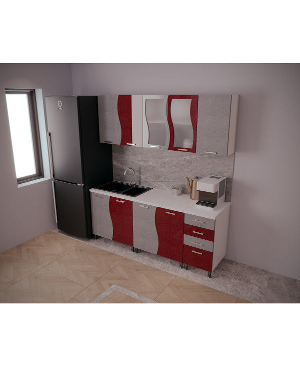 BUCATARIE CIP S MDF ROSU METALIZAT 2M