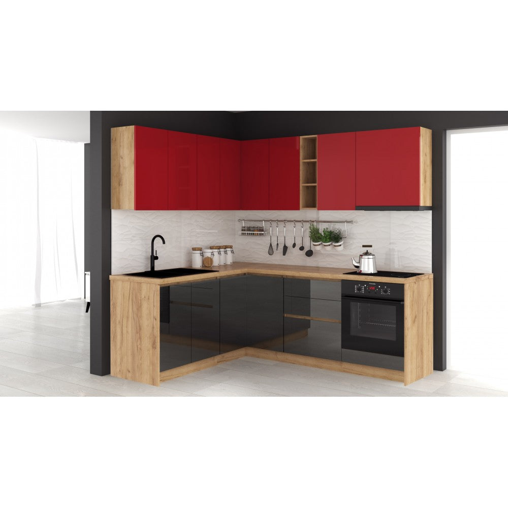 Bucatarie colt Chelsea V1, Rosu/antracit