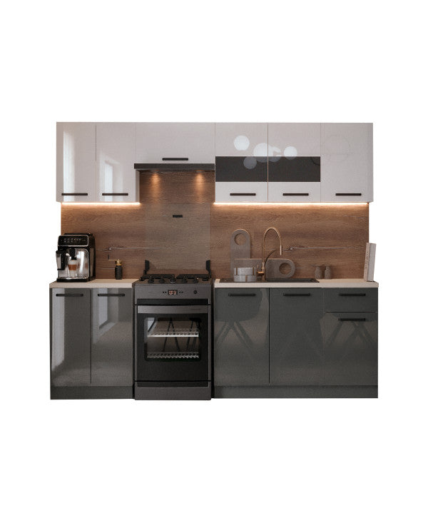Bucatarie Daria, 240x60x200cm, Alb+Antracit