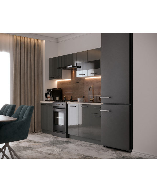Bucatarie Daria, 240x60x200cm, Antracit