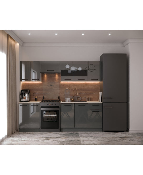 Bucatarie Daria, 240x60x200cm, Antracit