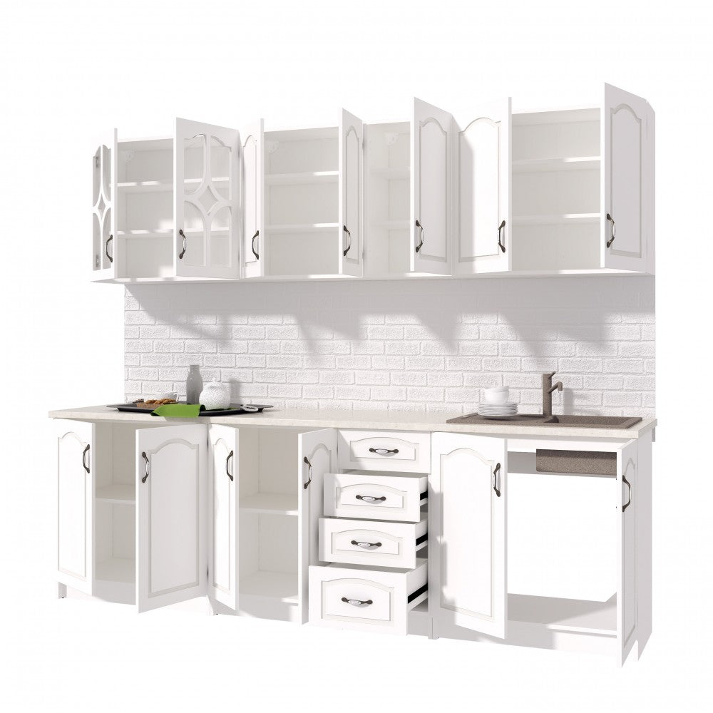 Bucatarie Olea 2.6m MDF Ro, ALB