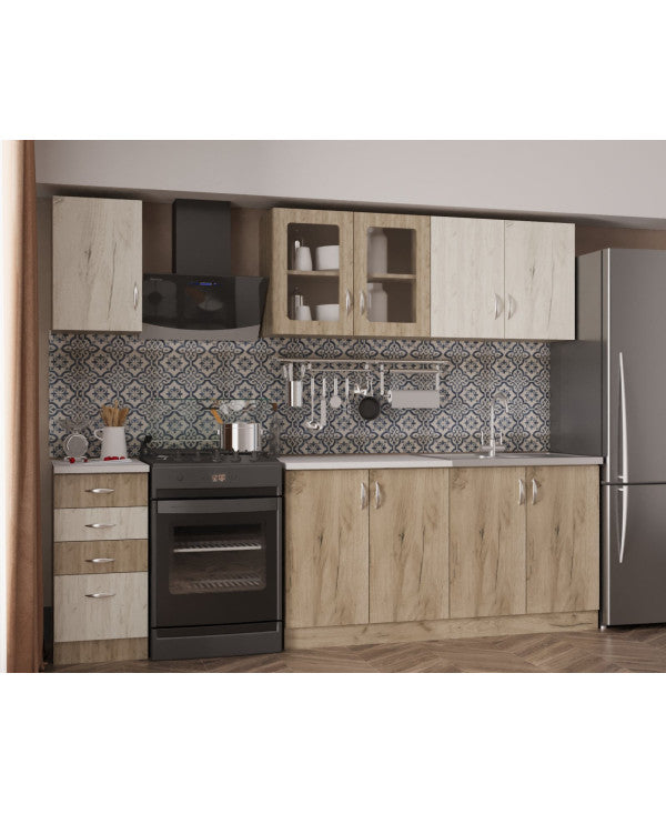 Bucatarie Venus ro, 200x60x200 cm, k001+k002