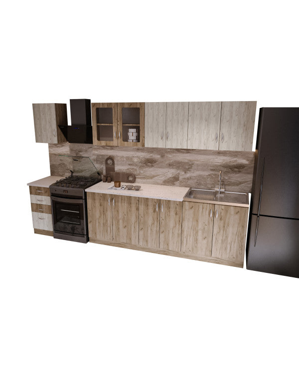 Bucatarie Venus ro, 260x60x200 cm, k001+k002