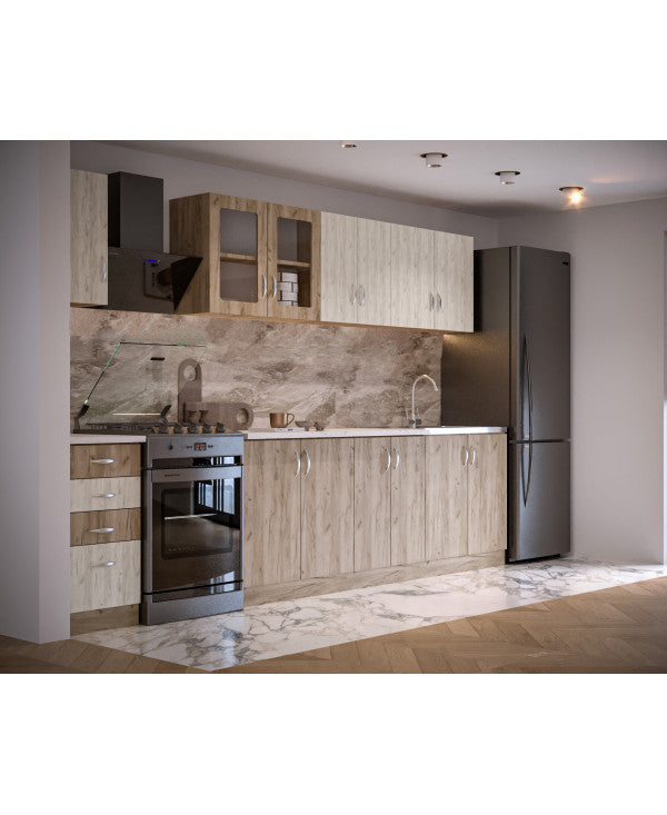 Bucatarie Venus ro, 260x60x200 cm, k001+k002