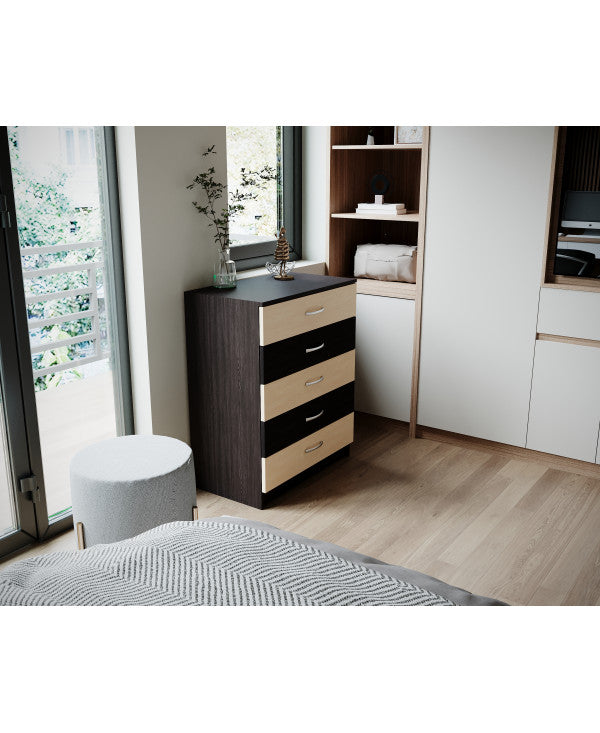 Comoda 5 sertare wenge+mesteacan