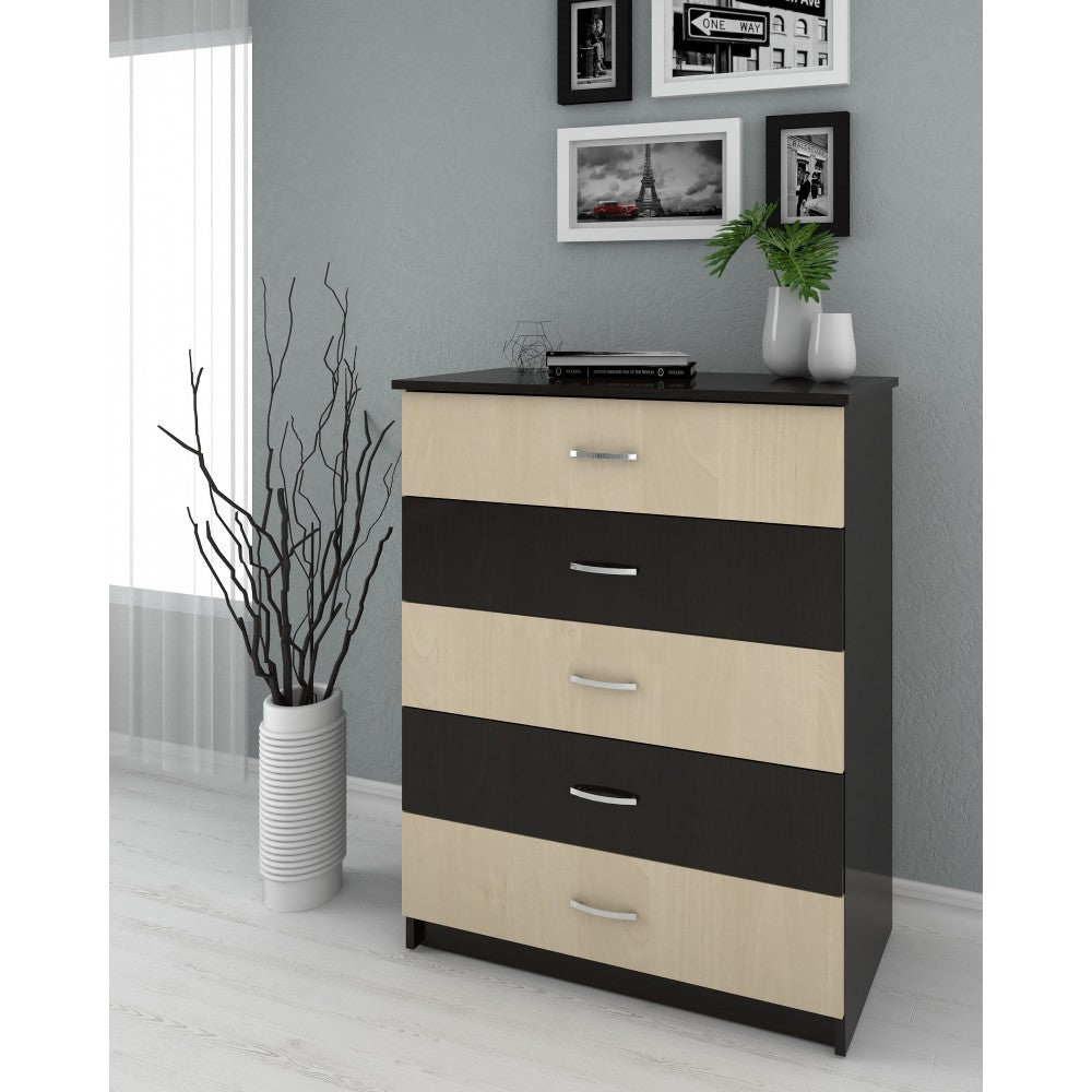 Comoda 5 sertare wenge+mesteacan