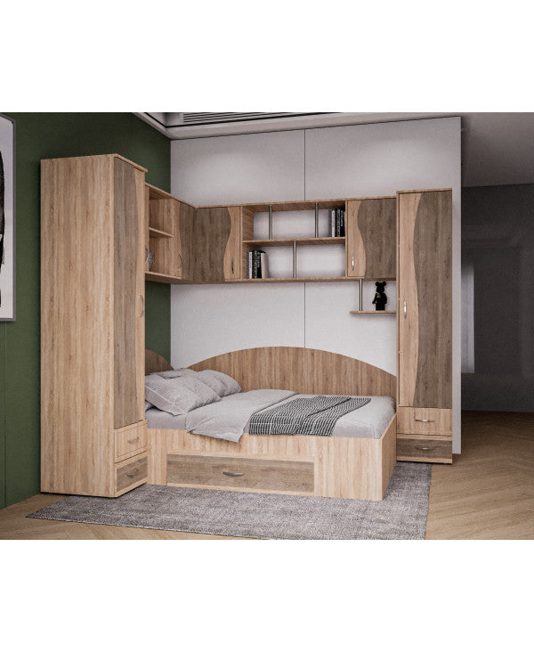 Dormitor Tineret Colt S, sonoma-trufe 187x51/247x200cm