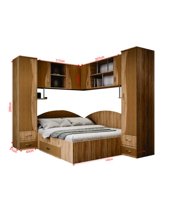 Dormitor Tineret Colt S, sonoma-trufe 187x51/247x200cm