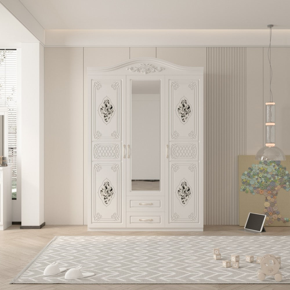 Dormitor ZQB-811, 3 USI, Alb