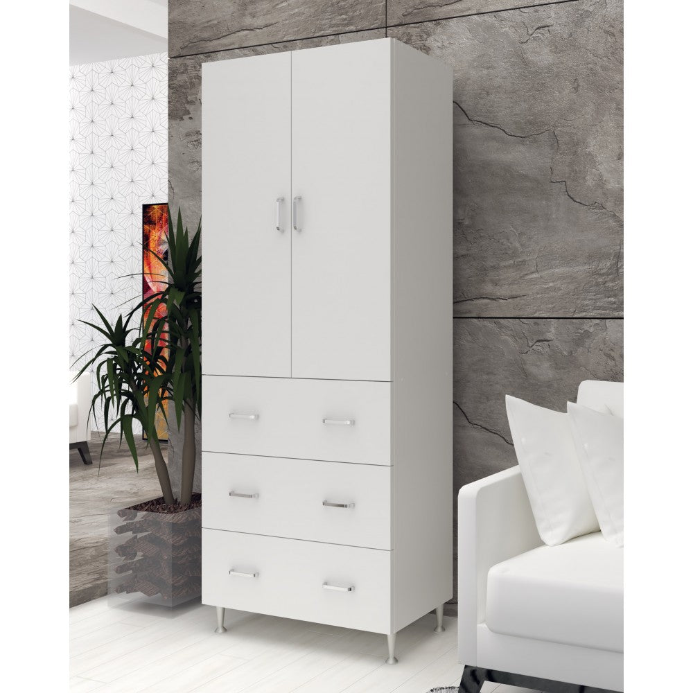 Dulap, 2U-3S, 70x35x180 cm, Alb