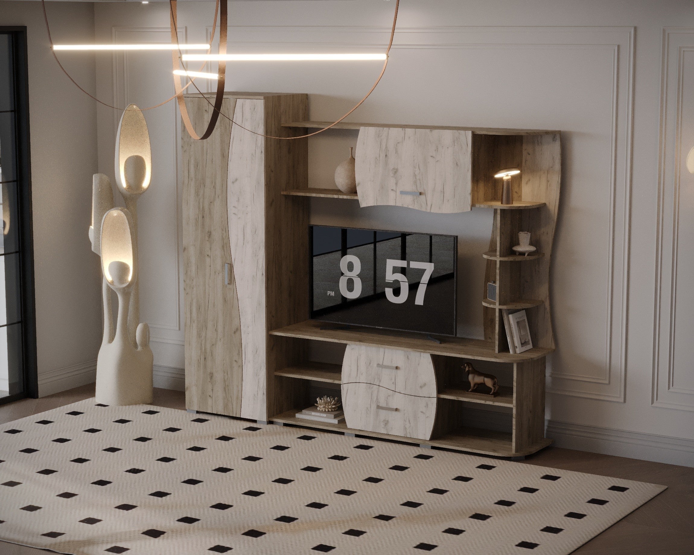 LIVING KAPRI RO STEJAR K002+K001 225x45x192CM