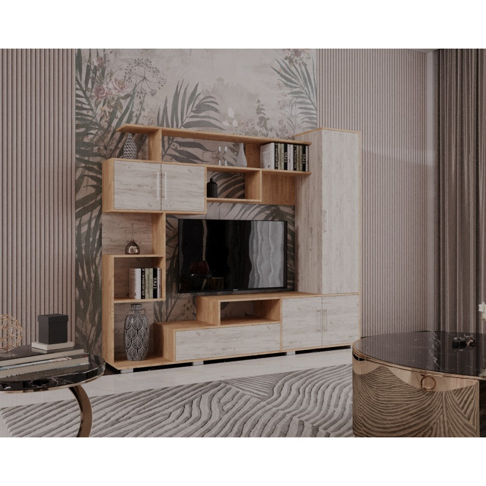 Set mobila living Pekin ro 210x40x179 cm, k003/k001 stejar