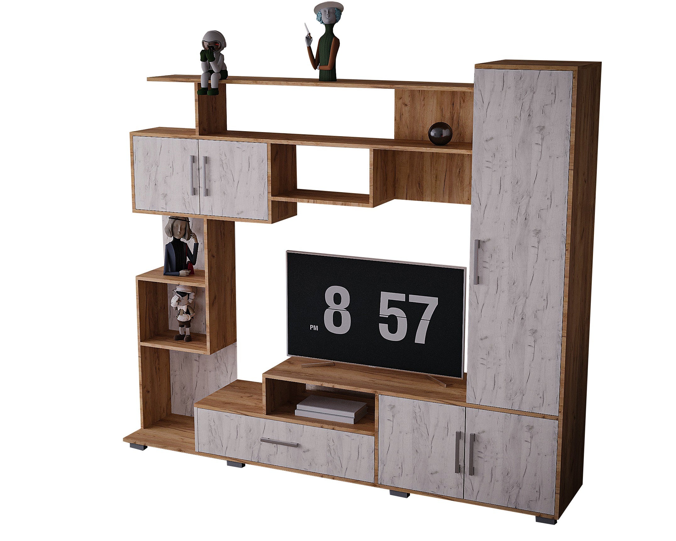 Set mobila living Pekin ro 210x40x179 cm, k003/k001 stejar
