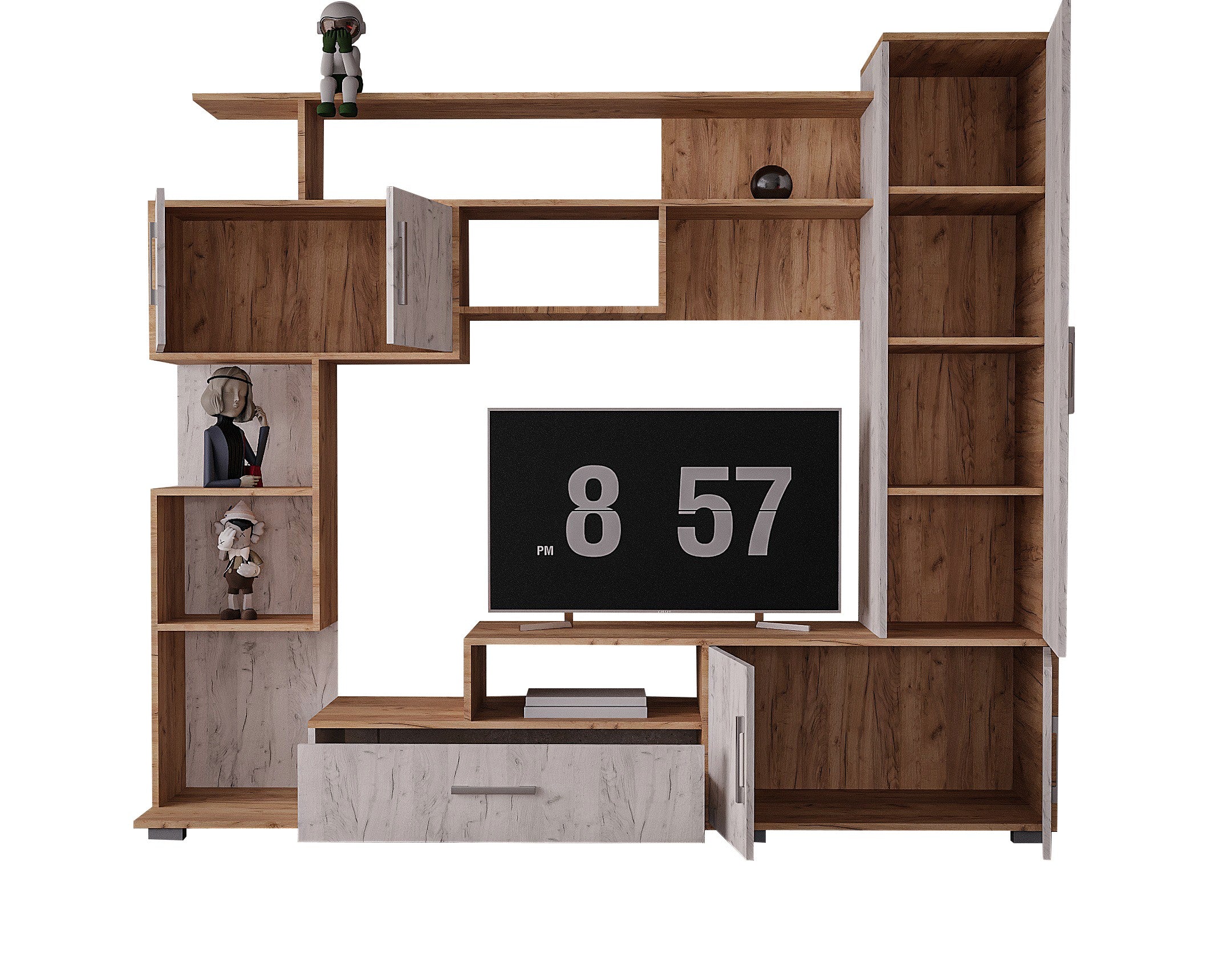 Set mobila living Pekin ro 210x40x179 cm, k003/k001 stejar