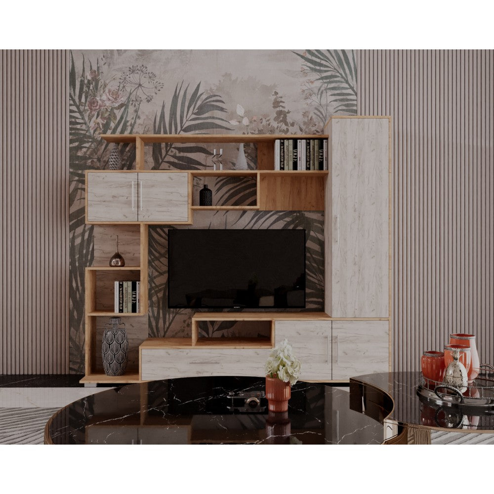 Set mobila living Pekin ro 210x40x179 cm, k003/k001 stejar