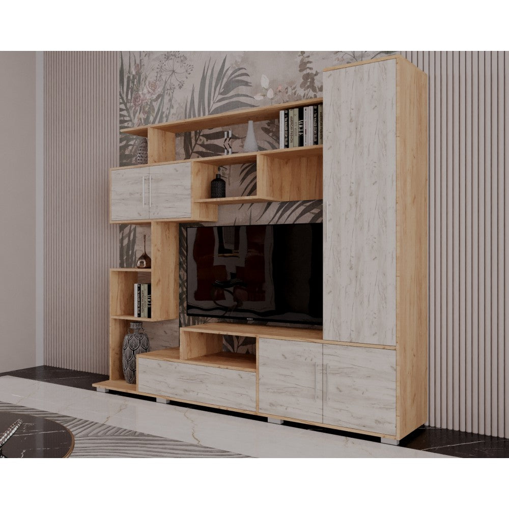 Set mobila living Pekin ro 210x40x179 cm, k003/k001 stejar