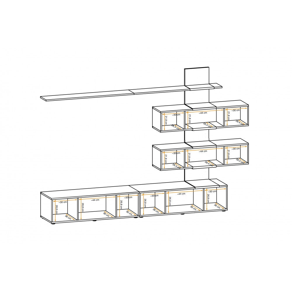 Living quil alb lucios + nuc 250x40x160cm