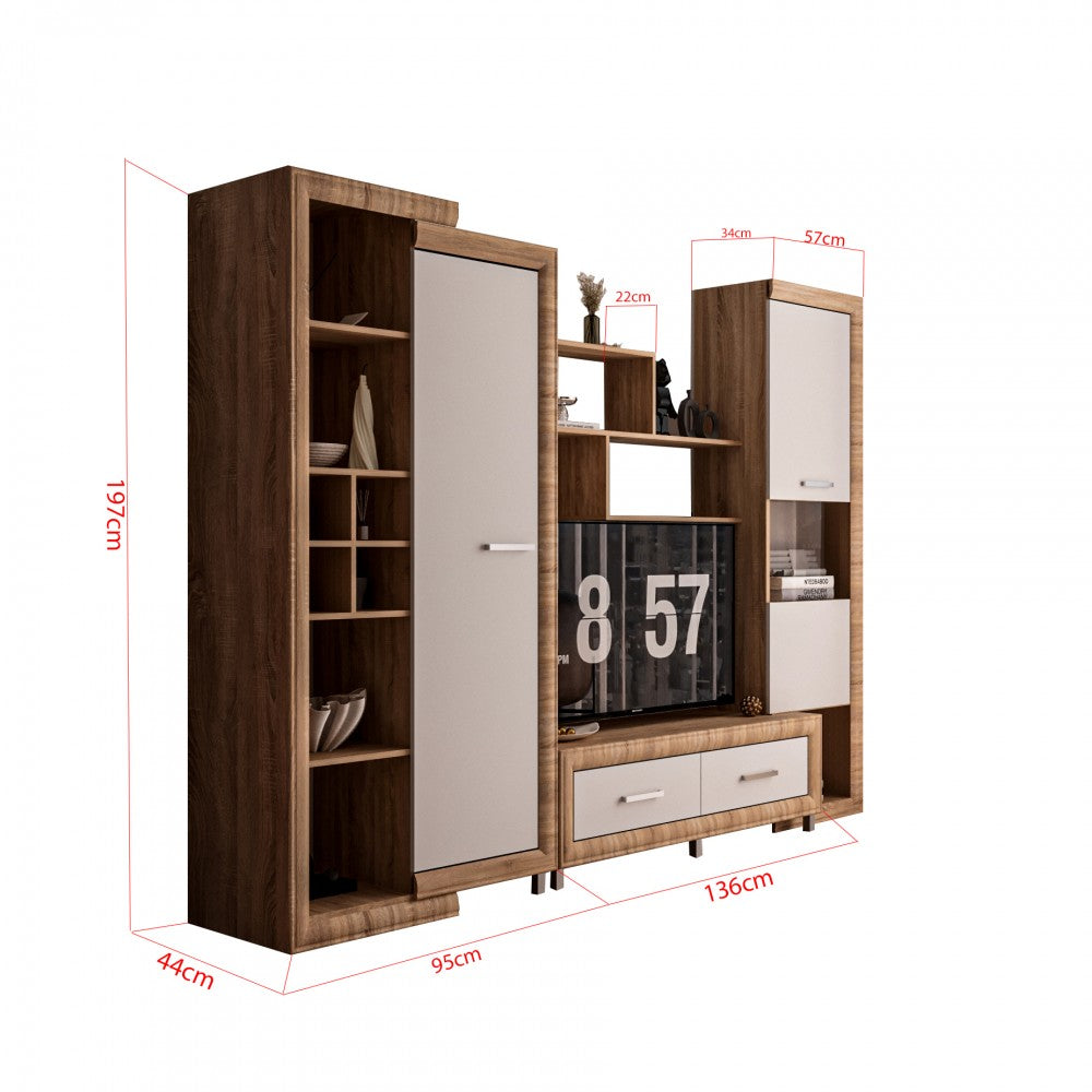 Living Sicilia 267X43X197cm sonoma+alb lucios