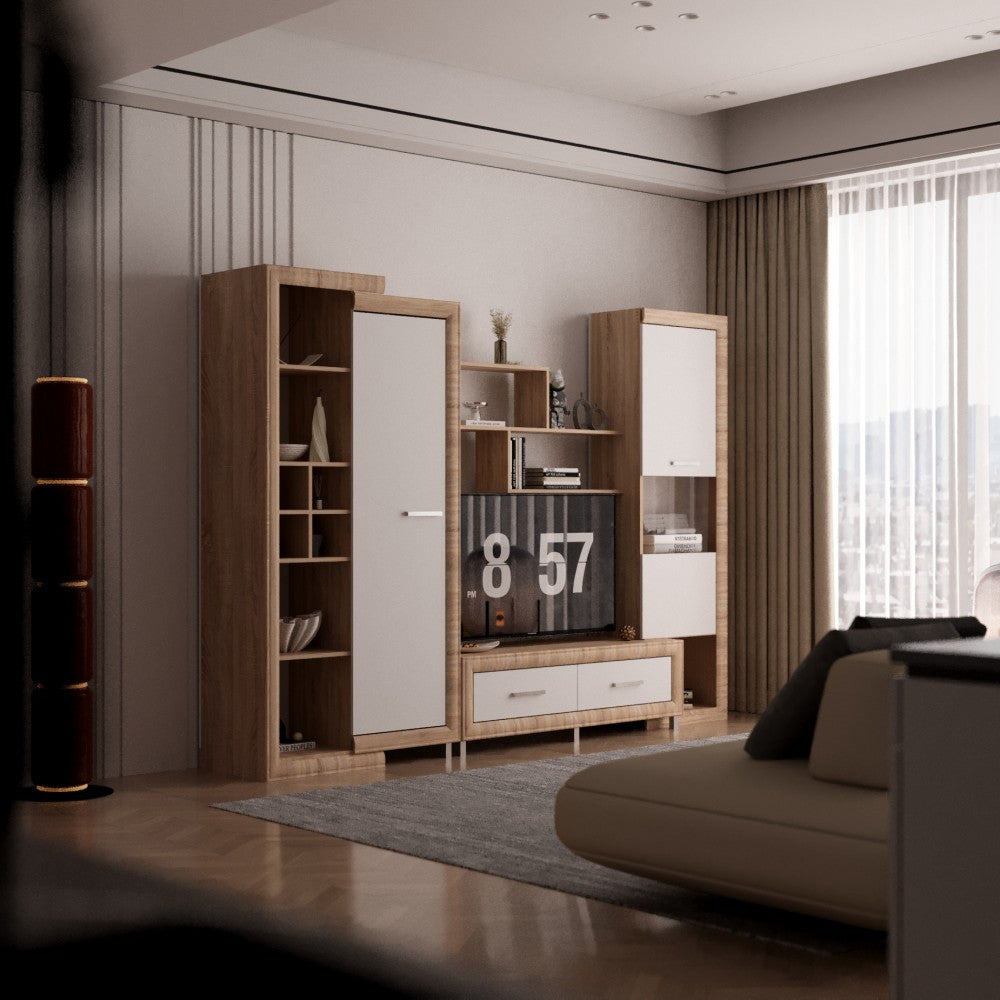 Living Sicilia 267X43X197cm sonoma+alb lucios