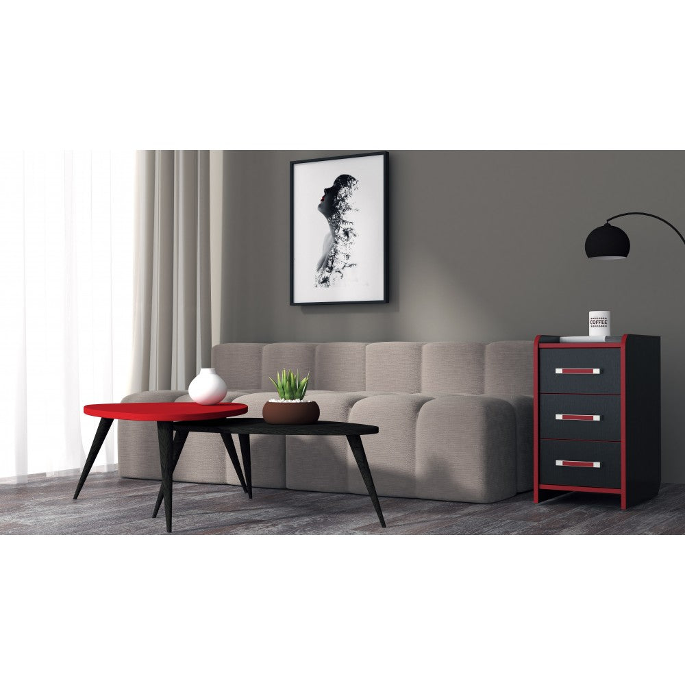 Noptiera birou PC KL 9.3 wenge+rosu