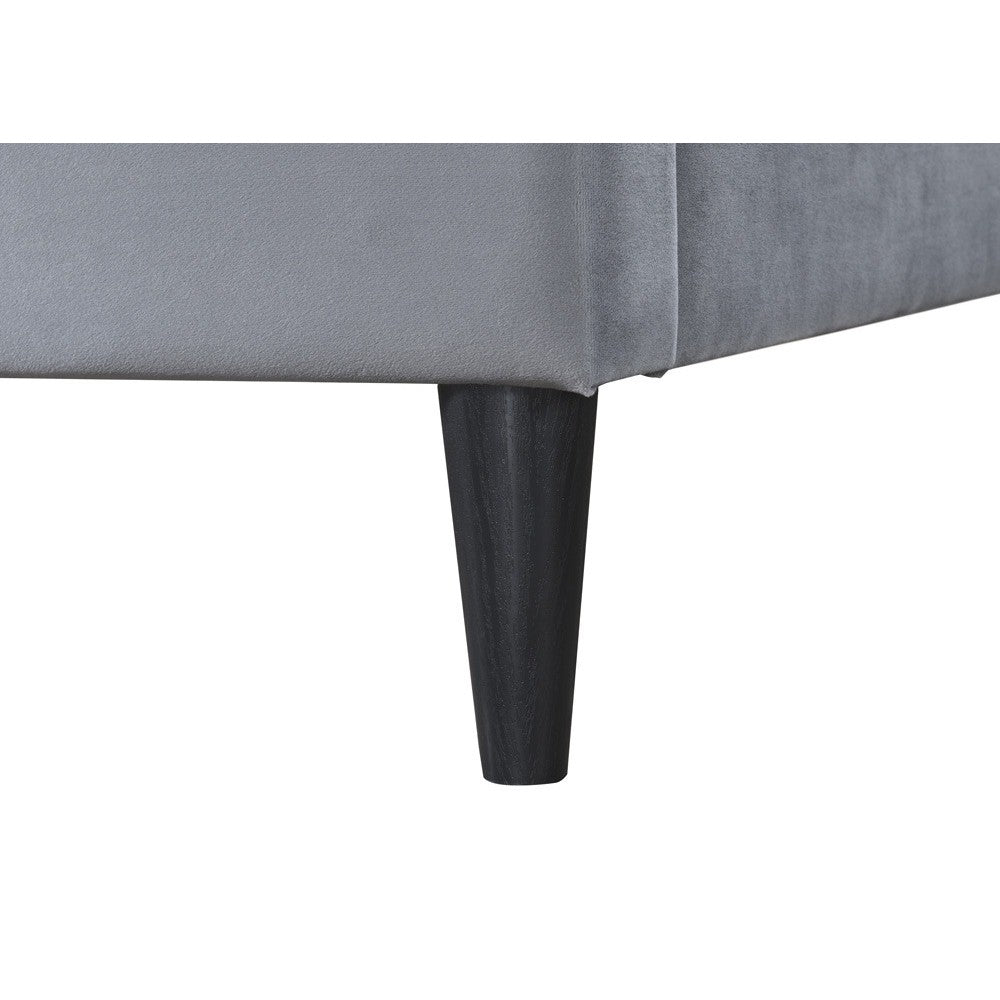 Pat tapitat Chelsea cadru din lemn cu somiera fixa Gri 140x200