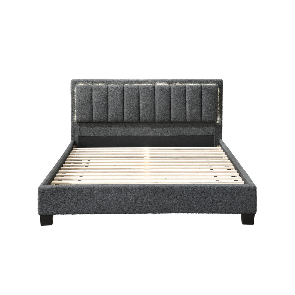 Pat tapitat Comfort 1 cu LED Gri 160x200