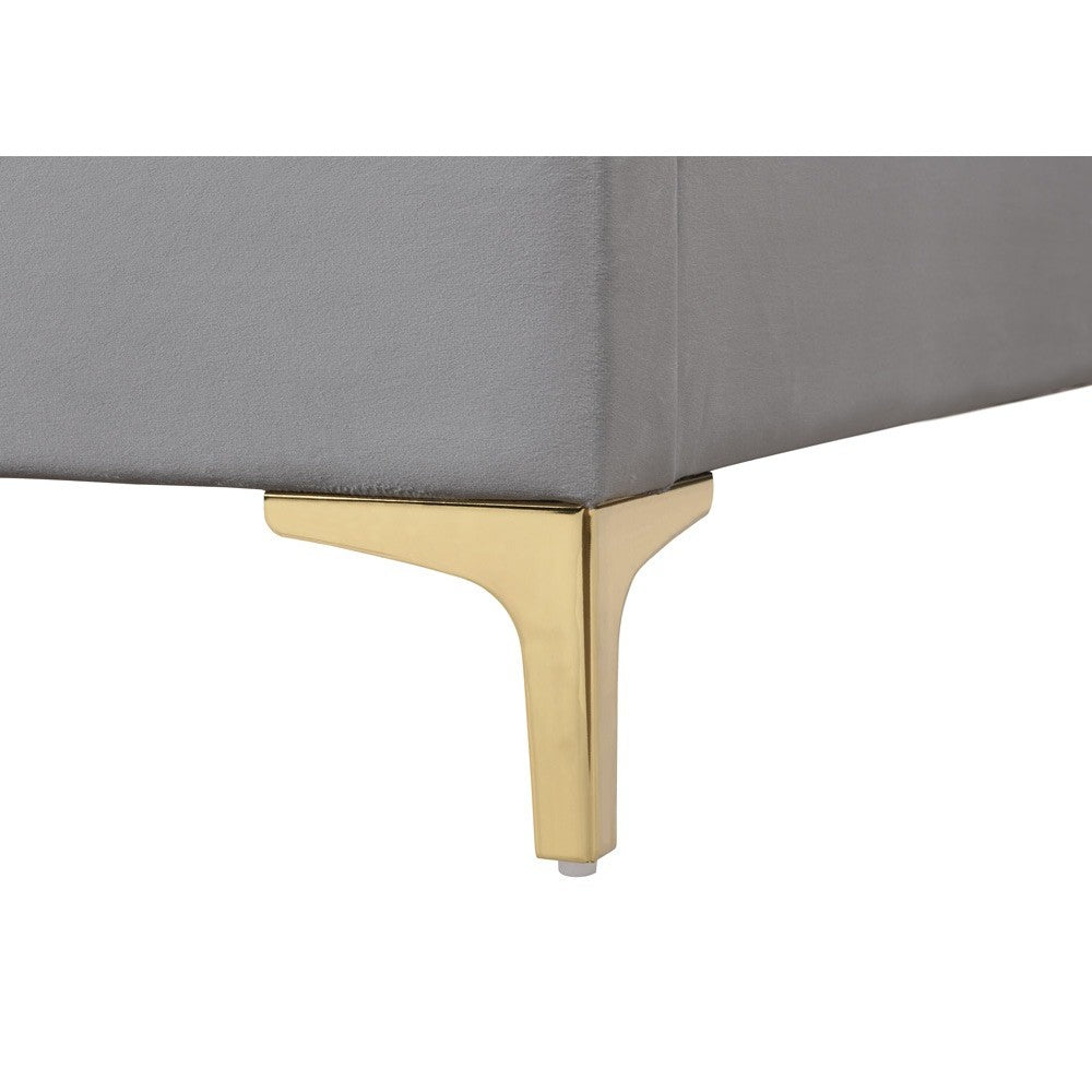 Pat tapitat Mervine, 160x200, cadru din lemn cu somiera fixa, culoare Gri