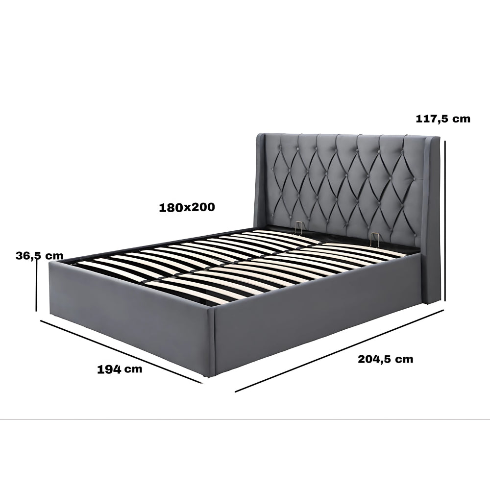 Pat tapitat Prestige 1 180x200 spatiu de depozitare culoare Gri