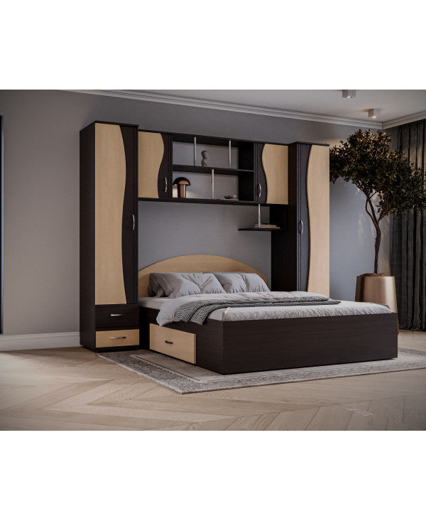 Dormitor Tineret, wenge+mesteacan 227x51/205x200cm