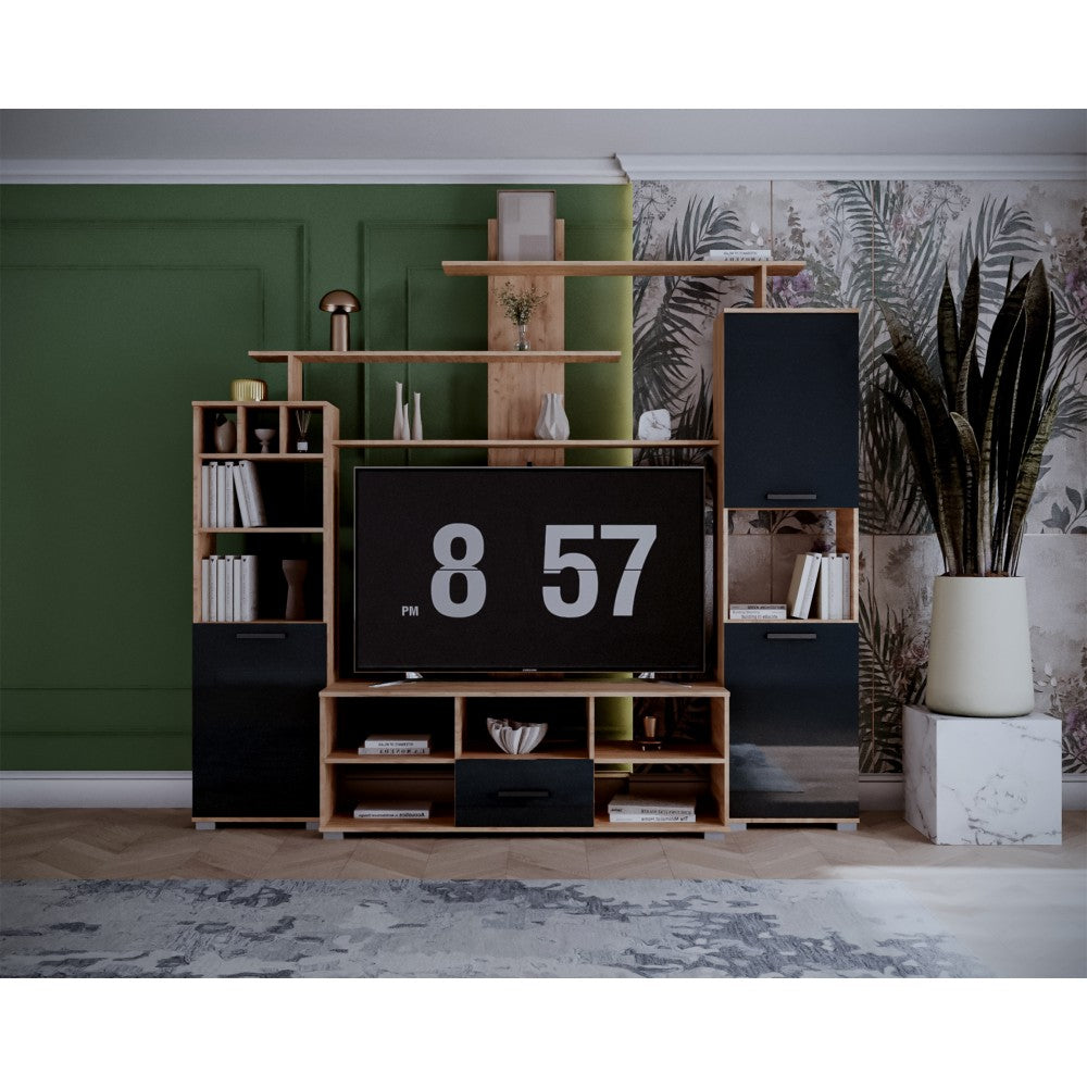 Set living Geo , 247x45x210 cm, stejar k003 / antracit