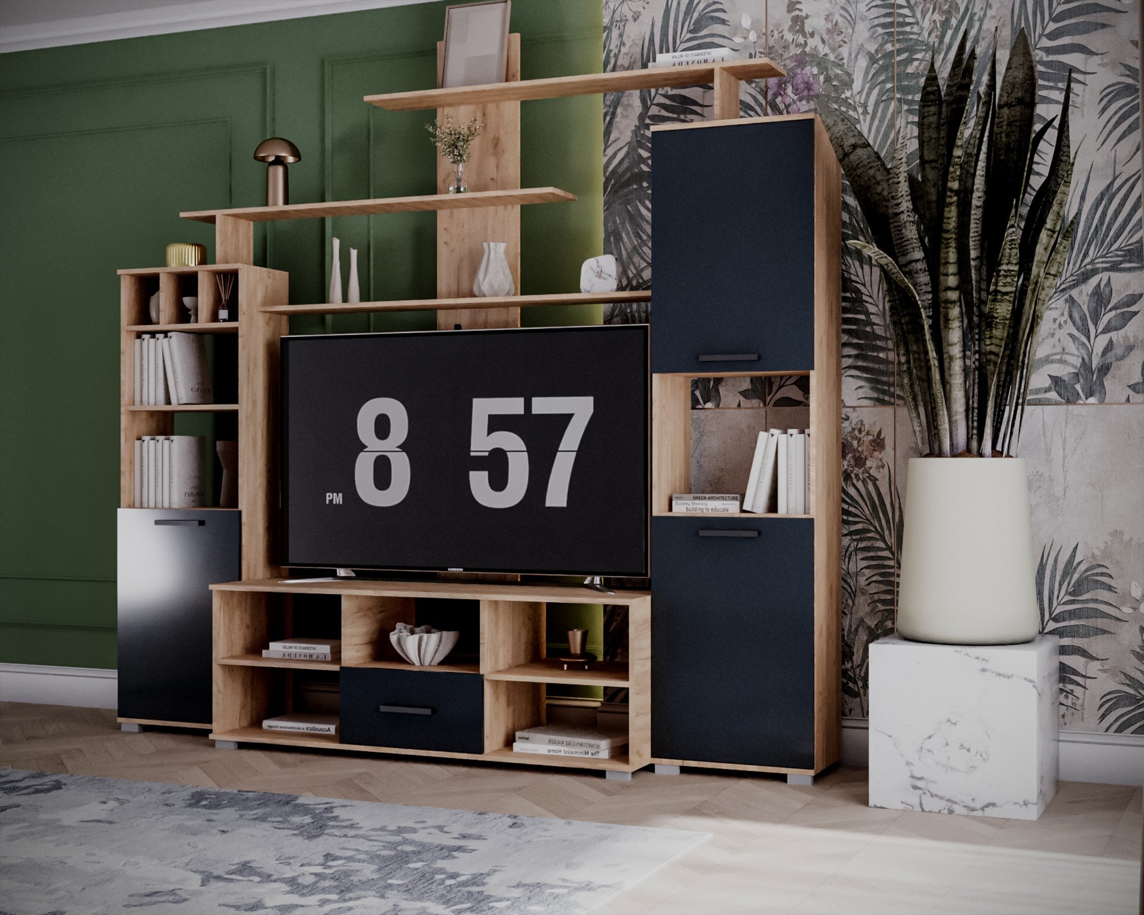 Set living Geo , 247x45x210 cm, stejar k003 / antracit