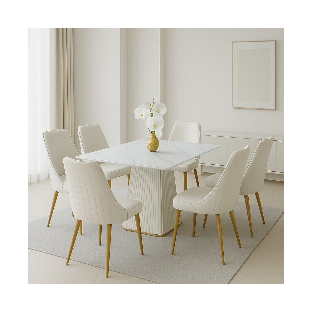 Set masa Laura + 6 scaune tapitate