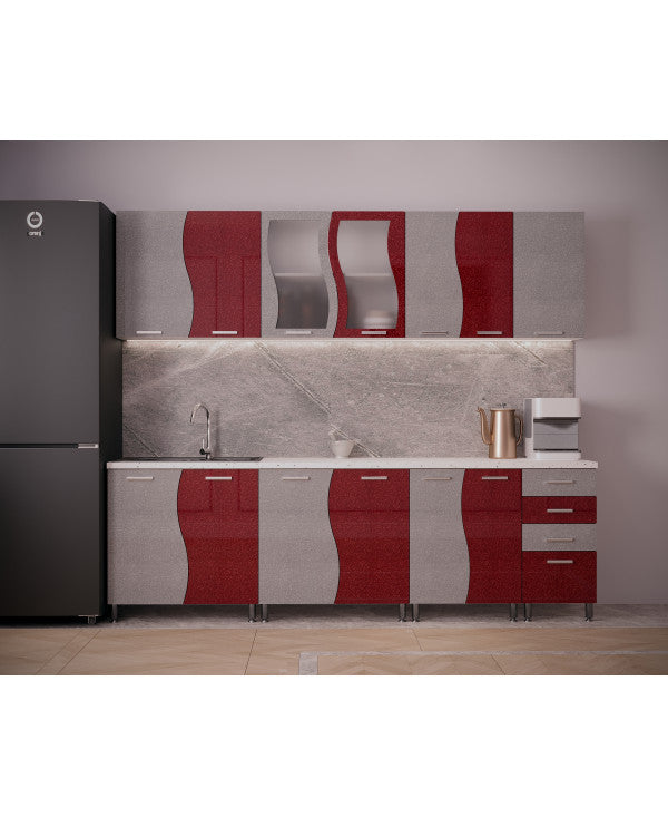 BUCATARIE CIP S MDF ROSU METALIZAT 2,6M