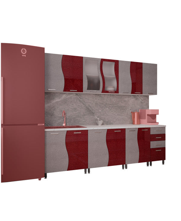 BUCATARIE CIP S MDF ROSU METALIZAT 2,6M