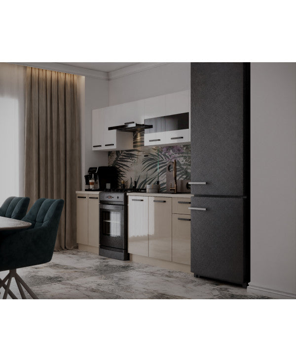 Bucatarie Daria, 240x60x200cm, Alb+Cappuccino