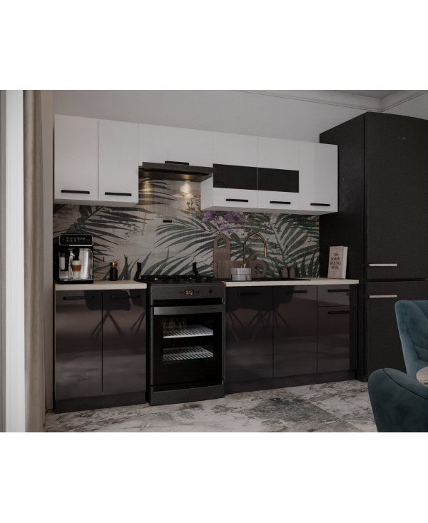 Bucatarie Daria, 240x60x200cm, Alb+Antracit