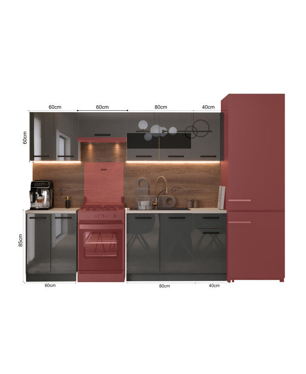 Bucatarie Daria, 240x60x200cm, Antracit