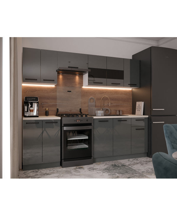 Bucatarie Daria, 240x60x200cm, Antracit