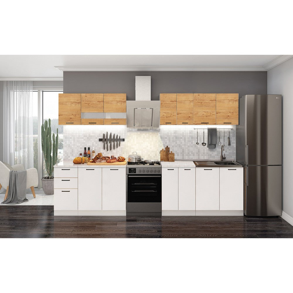 BUCATARIE DUSEA 2.6M RO ALB+STJ AUR K003