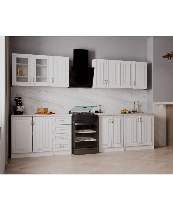 Bucatarie Provence RO 2.6m MDF, Alb