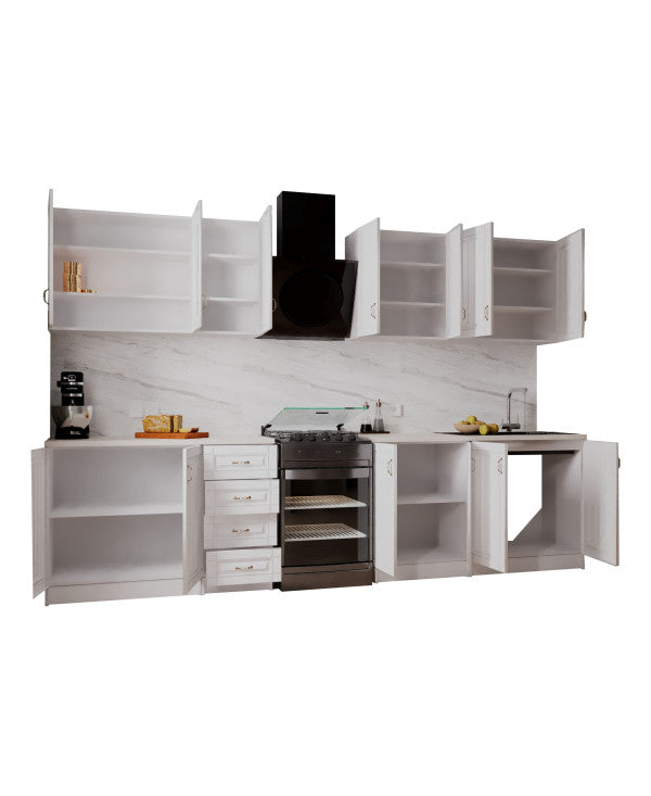 Bucatarie Provence RO 2.6m MDF, Alb