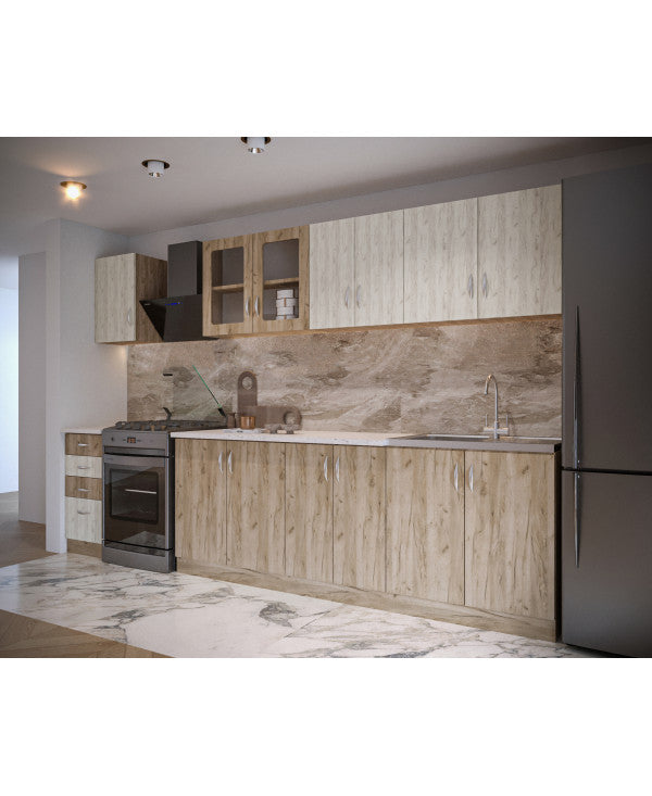 Bucatarie Venus ro, 260x60x200 cm, k001+k002