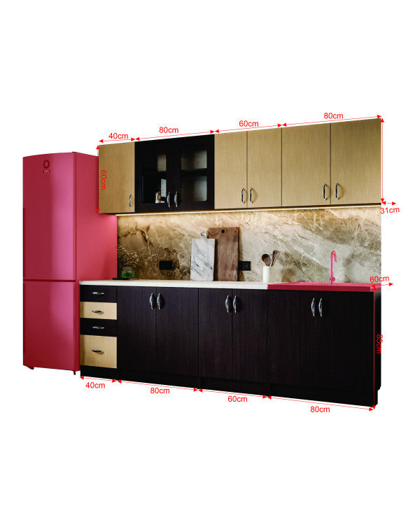 Bucatarie Venus ro 2.6m wenge+mesteacan