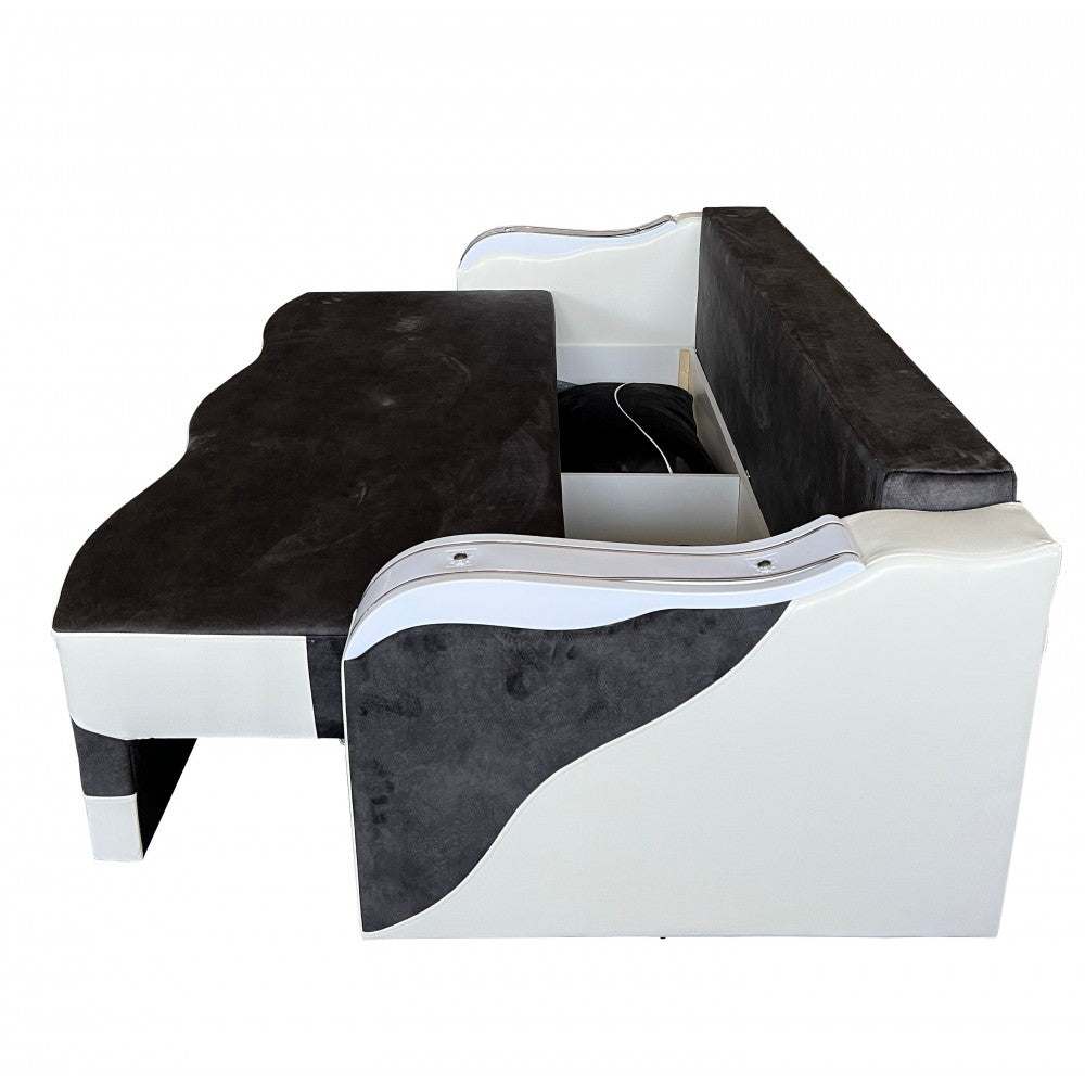 CANAPEA EXTENSIBILA SIMONA 225x74x100 CM, NEGRU, ALB