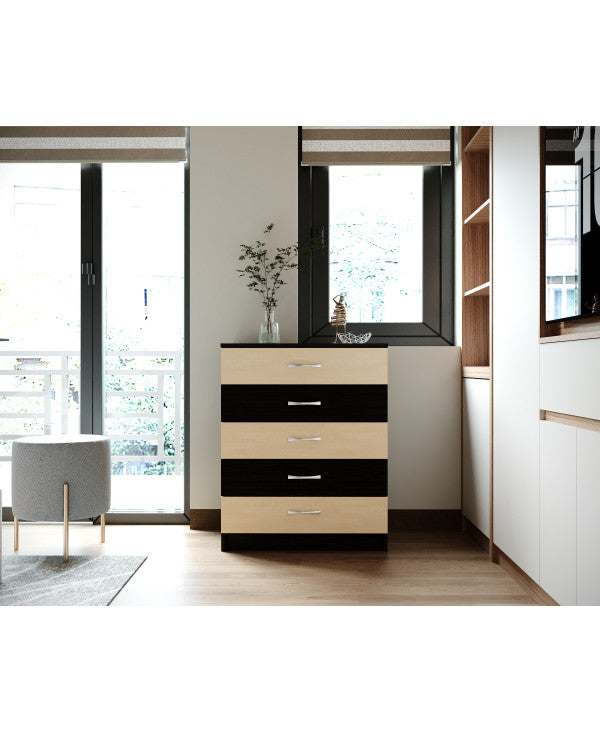 Comoda 5 sertare wenge+mesteacan