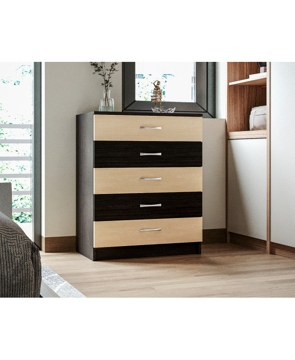 Comoda 5 sertare wenge+mesteacan