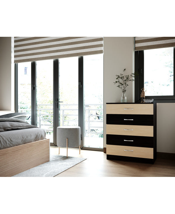 Comoda 5 sertare wenge+mesteacan